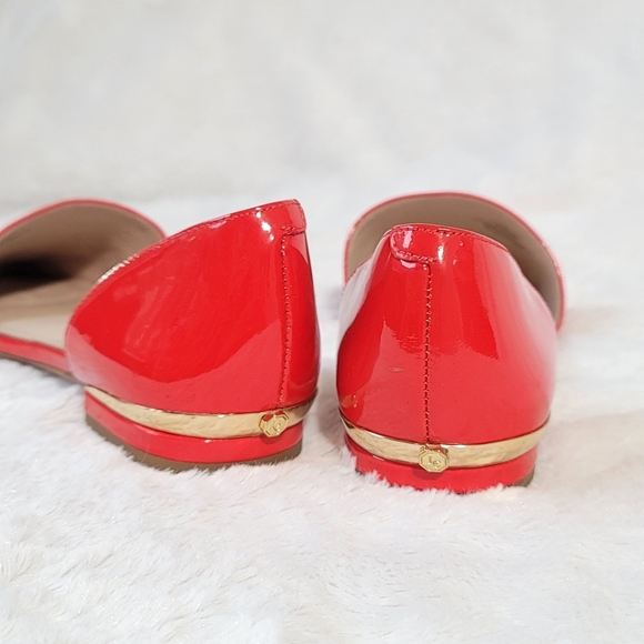 Louise et Cie bright red pointed toe slip on flat gold Size 5 Preowned Excellent - Picture 5 of 9